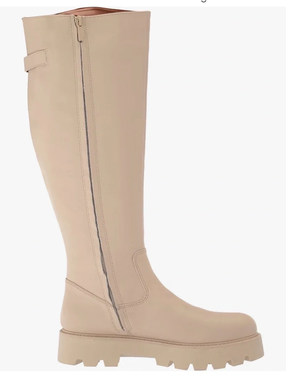 Franco Sarto Cream Knee High Lug Boots Moto Biker Light Goth Grunge Y2K size 8